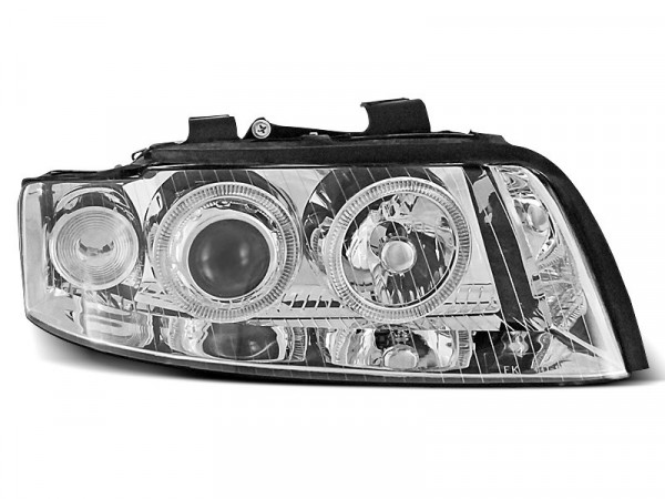 Headlights Angel Eyes Chrome Fits Audi A4 10.00-10.04