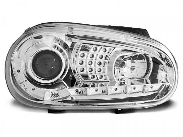 Headlights Daylight Chrome Fits Vw Golf 4 09.97-09.03