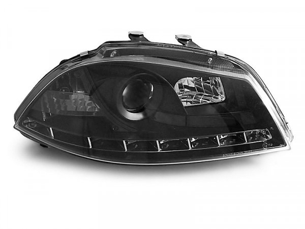 Headlights Daylight Black Fits Seat Ibiza 6l 04.02-08