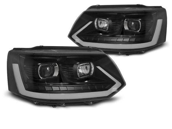 Headlights Tube Light Black Seq Fits Vw T5 2010-2015