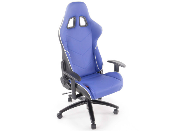 Office Chair Sport Seat with armrest synthetic leather blue