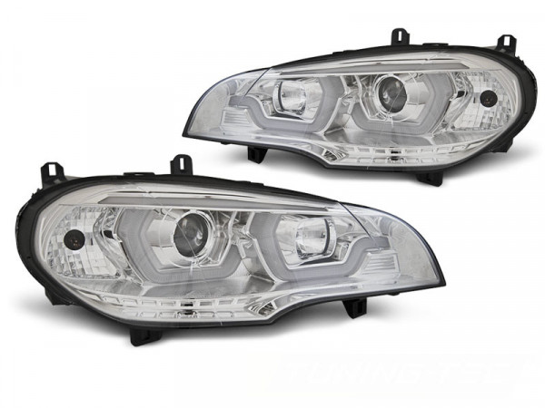 Headlights Tube Light Drl Chrome Fits Bmw X5 E70 07-13