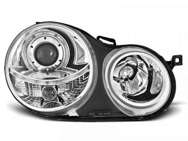 Headlights Angel Eyes Chrome Fits Vw Polo 9n 11.01-04.05