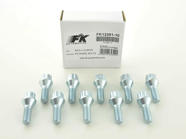 Wheel bolts Set (8 pieces), M12 x 1,25 45mm domed silver