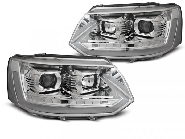 Headlights Tube Light Chrome Seq Fits Vw T5 2010-2015