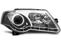 Headlights True Drl Chrome Fits Vw Passat B6 3c 03.05-10 Headlights True Drl Chrome Fits Vw Passat B6 3c 03.05-10
