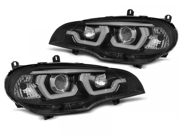Headlights Tube Light Drl Black Fits Bmw X5 E70 07-13
