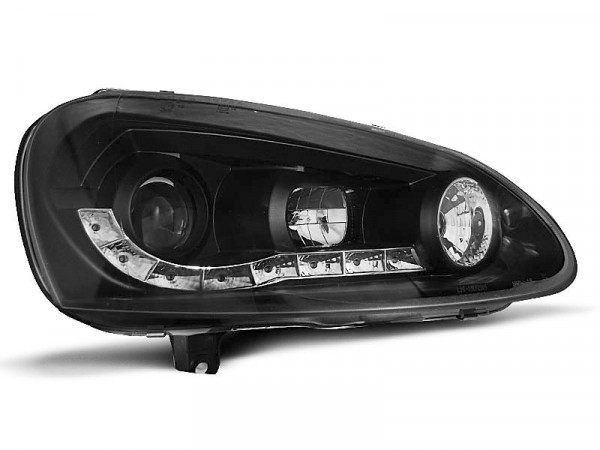 Headlights Daylight Black Fits Vw Golf 5