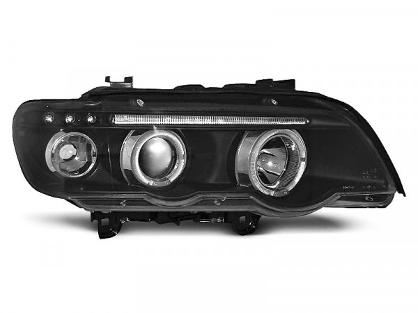 Headlights Angel Eyes Chrome Fits Bmw X5 E53 09.99-10.03