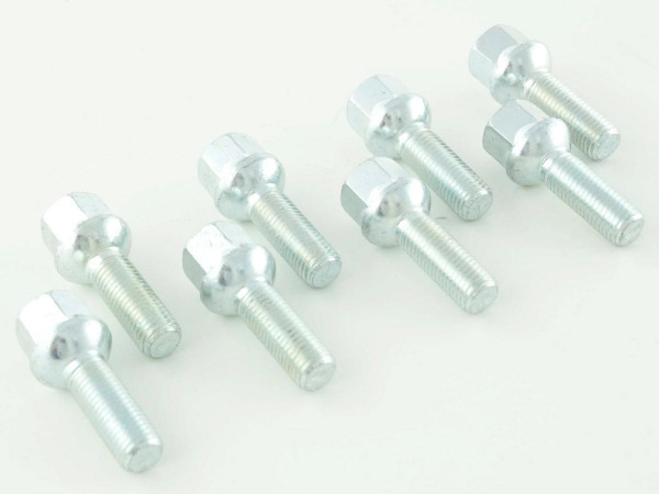 Wheel bolts Set (8 pieces), M12 x 1,5 35mm domed silver