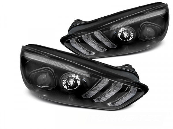 Ford Focus Mk3 15-18 Black Drl Led Seq Indicaor