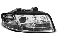 Headlights Daylight Chrome Fits Audi A4 10.00-10.04 Headlights Daylight Chrome Fits Audi A4 10.00-10.04