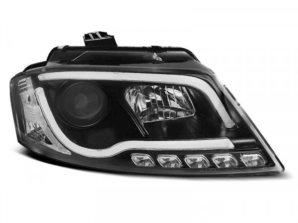 Headlights Tube Light Drl Black Fits Audi A3 8p 08-12