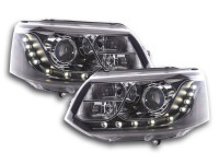 Headlight set Daylight LED daytime running lights VW Bus T5 from 2010 black Headlight set Daylight LED daytime running lights VW Bus T5 from 2010 black