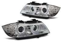 Xenon Headlights Angel Eyes LED DRL Chrome fits BMW E90/E91 09-11 Xenon Headlights Angel Eyes LED DRL Chrome fits BMW E90/E91 09-11