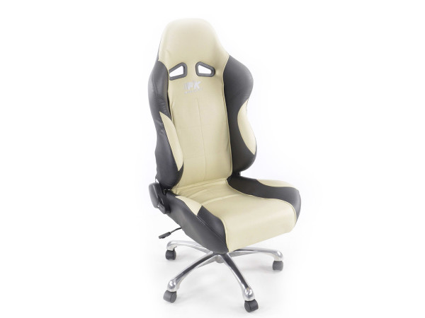 Office chair seat sports, leather black / beige