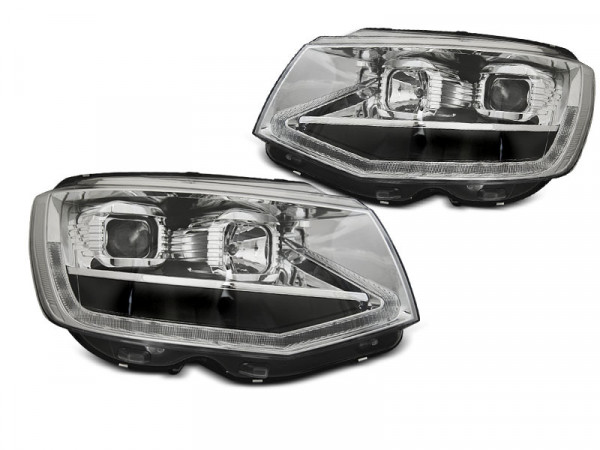 Headlights Tube Light Chrome Drl Seq Fits Vw T6 15-19