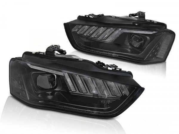 Headlights Led Black Seq Fits Audi A4 B8 12-15