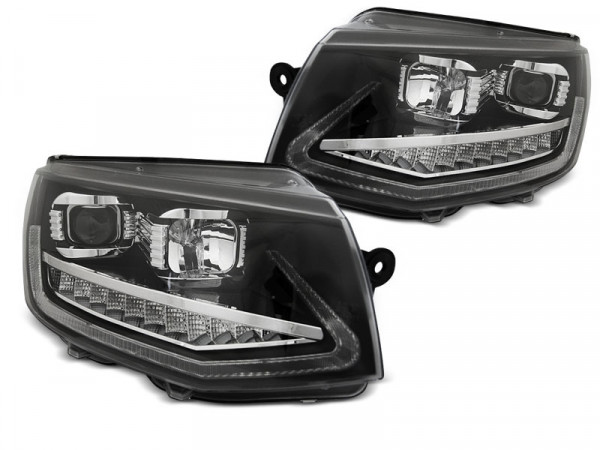 Headlights Tube Light Drl Black Seq Fits Vw T6 15-19