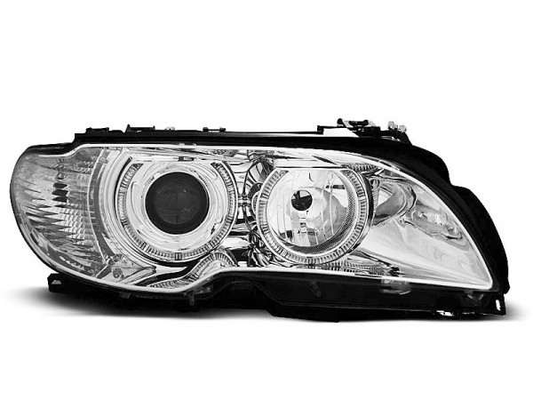 Headlights Angel Eyes Chrome Fits Bmw E46 04.03-06 Coupe Cabrio