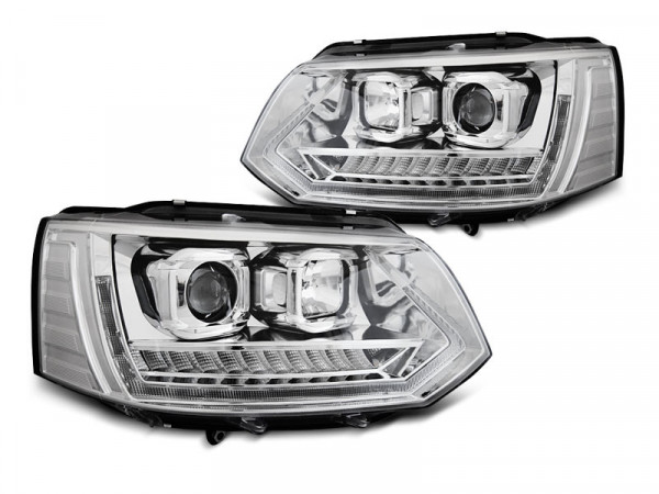 Headlights Tube Light Drl Chrome Seq Fits Vw T5 2010-2015