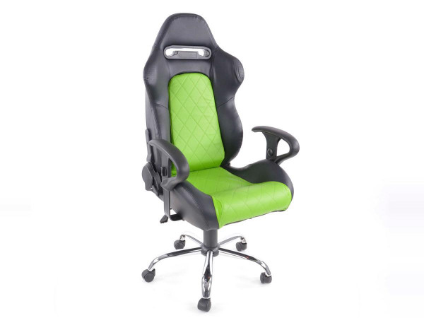 Office chair with armrests Detroit sports seats, leather black / green, 2nd Hand