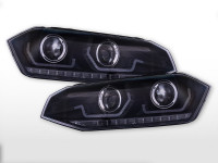 Headlight set LED daytime running lights VW Polo VI type AW Yr. 17-21 black Headlight set LED daytime running lights VW Polo VI type AW Yr. 17-21 black
