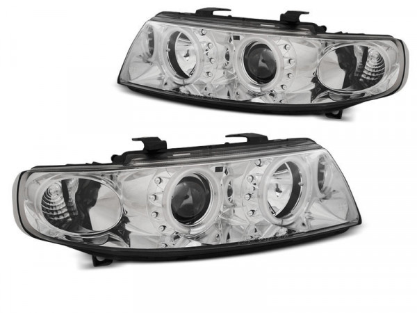 Headlights Angel Eyes Ccfl Chrome Fits Seat Leon / Toledo 04.99-08.04