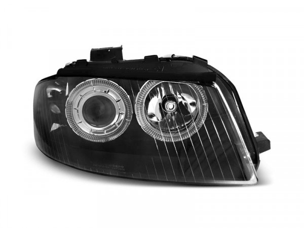 Headlights Angel Eyes Black Fits Audi A3 8p 05.03-03.08