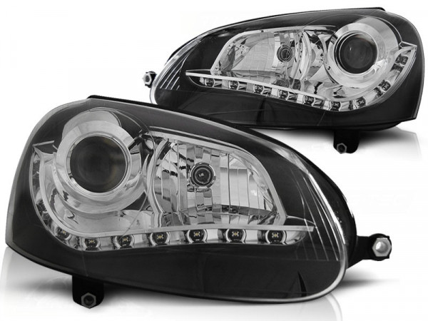 Xenon Headlights Black Fits Vw Golf 5