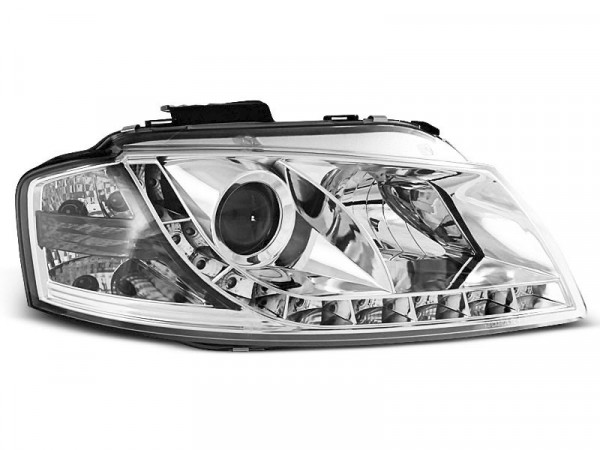 Headlights Daylight Chrome Fits Audi A3 8p 05.03-03.08