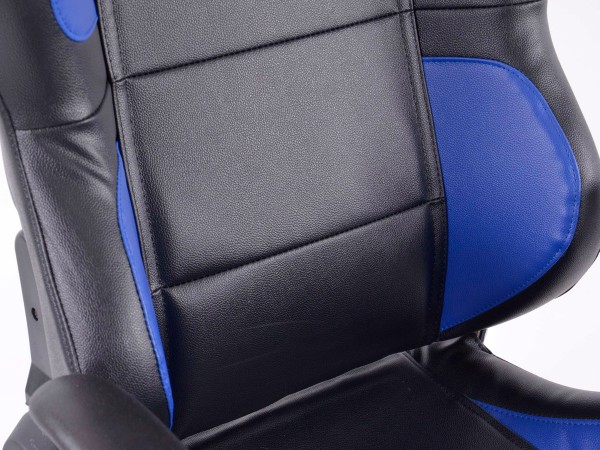 Phoenix office chair sports seat with armrest, black leather / blue, 2nd Hand
