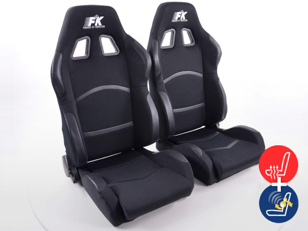 FK sport seats half bucket seats Set Cyberstar textile black with heating and massage