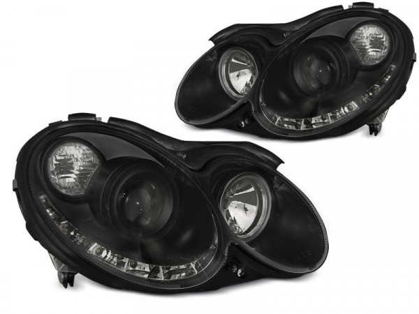 Headlights Daylight Black Fits Mercedes Clk W209 03-10