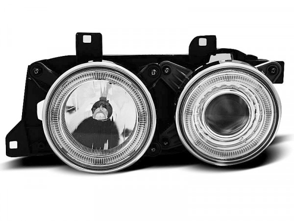 Headlights Angel Eyes Chrome fits BMW E32/E34