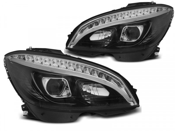 Headlights Tube Light Black Fits Mercedes W204 07-10