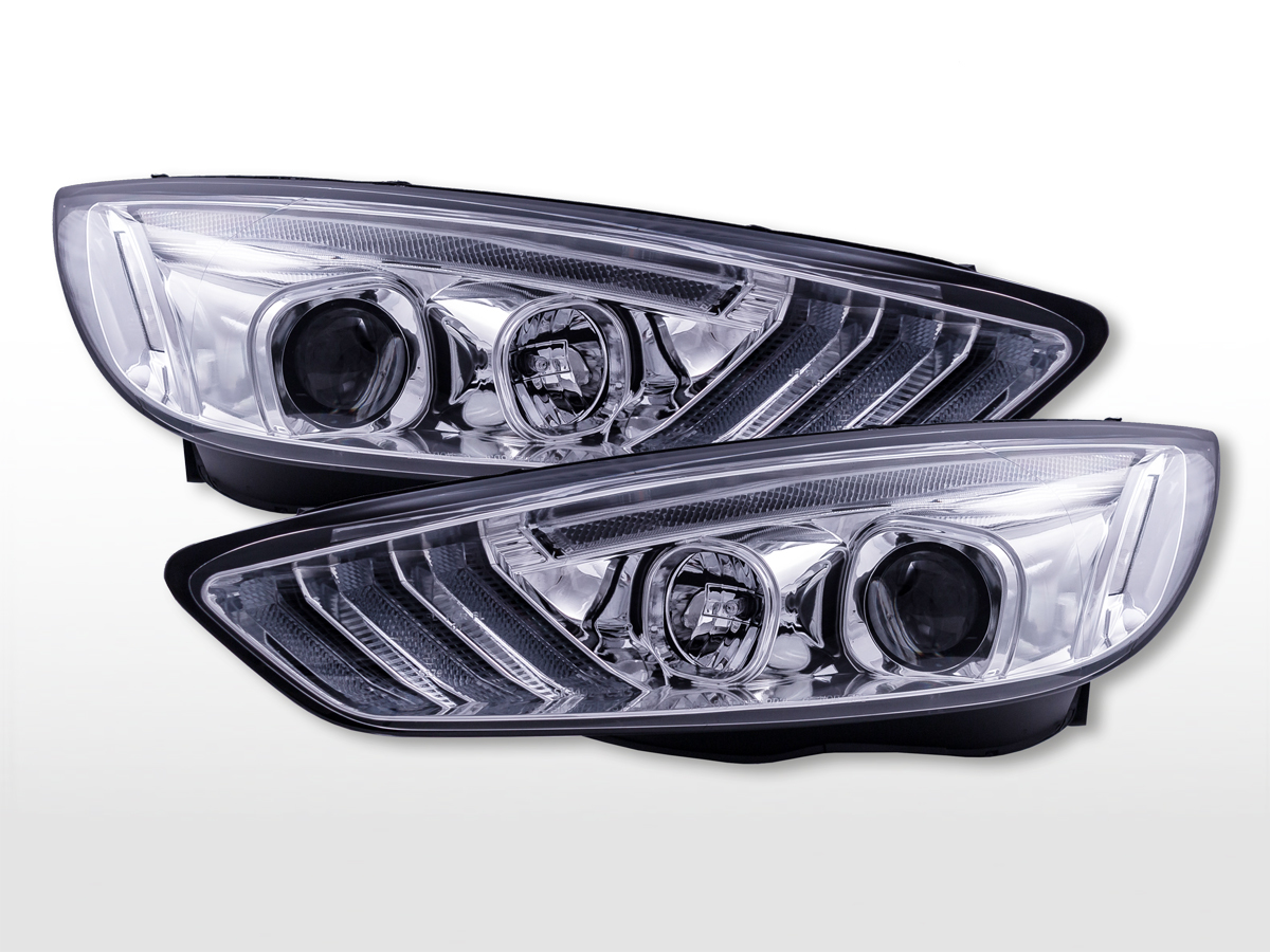 Daylight headlights with LED daytime running lights Ford Focus (C346)  2015-2018 chrome, Headlights, Lights, Car Tuning