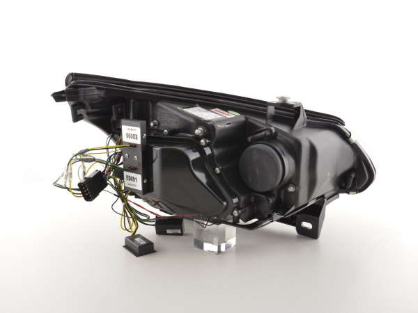 Headlight Set Xenon Angel Eyes LED fits BMW 5 Series E60/E61 (2005–2008) black right-hand drive