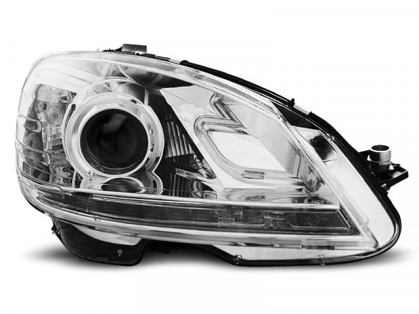 Headlights True Drl Chrome Fits Mercedes W204 07-10