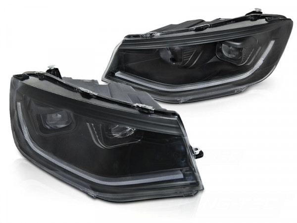 Headlights Tube Light Black Drl Seq Fits Vw Caddy 20-