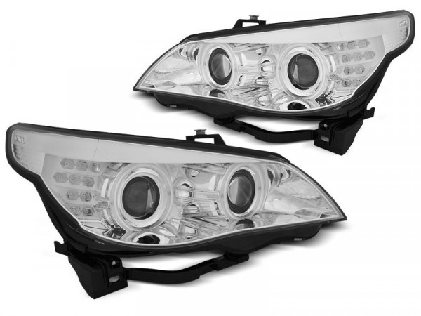 Headlights Angel Eyes Ccfl Chrome Led Indicator Fits Bmw E60/e61 03-07