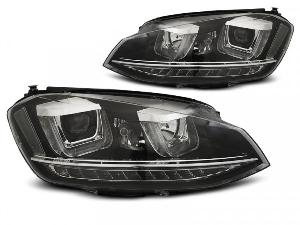 Headlights U-led Light Drl Black Seq Fits Vw Golf 7 11.12-17