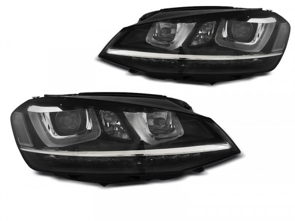 Headlights U-led Light Drl Black Fits Vw Golf 7 11.12-17