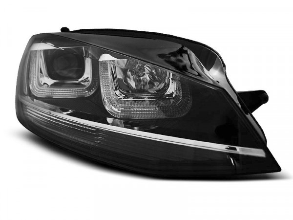 Headlights U-led Light Black With Chrome Line Fits Vw Golf 7 11.12-17