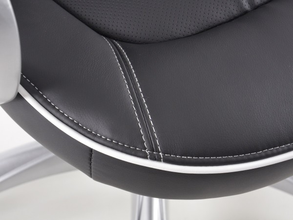 Office Chair artificial leather black/white with armrests