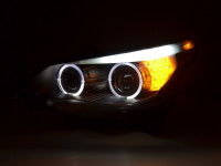 Preview: Headlight Set Xenon Angel Eyes LED fits BMW 5 Series E60/E61 (2005–2008) black right-hand drive Preview: Headlight Set Xenon Angel Eyes LED fits BMW 5 Series E60/E61 (2005–2008) black right-hand drive
