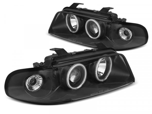 Headlights Angel Eyes Ccfl Black Fits Audi A4 11.94-12.98