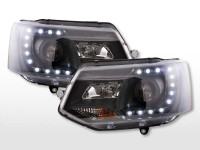 Headlight set Daylight LED daytime running lights VW Bus T5 from 2009 black Headlight set Daylight LED daytime running lights VW Bus T5 from 2009 black