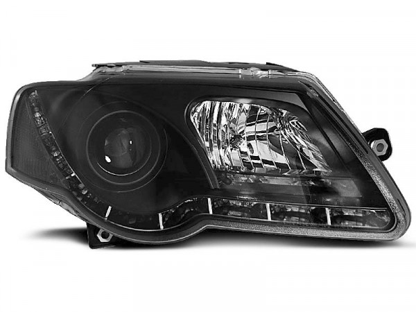 Headlights True Drl Black Fits Vw Passat B6 3c 03.05-10
