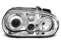 Headlights Angel Eyes Chrome Fits Vw Golf 4 09.97-09.03 Headlights Angel Eyes Chrome Fits Vw Golf 4 09.97-09.03